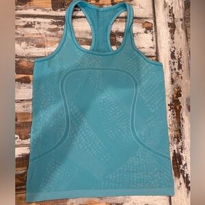 Lululemon Swiftly teal blue racerback‎ seamless tank top size 10 EUC